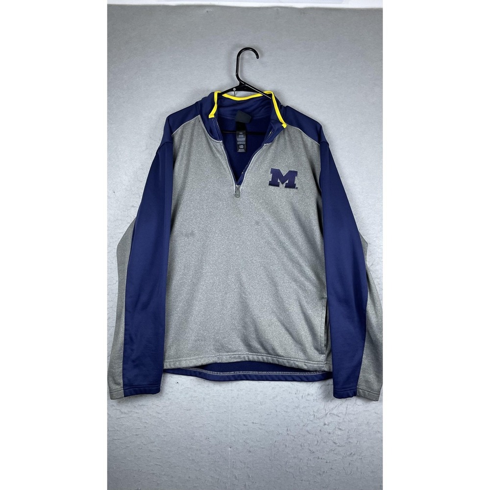 Michigan Wolverines Sweatshirt Mens XL Blue NCAA Football Gen2 1/4 Zip Pullover‎